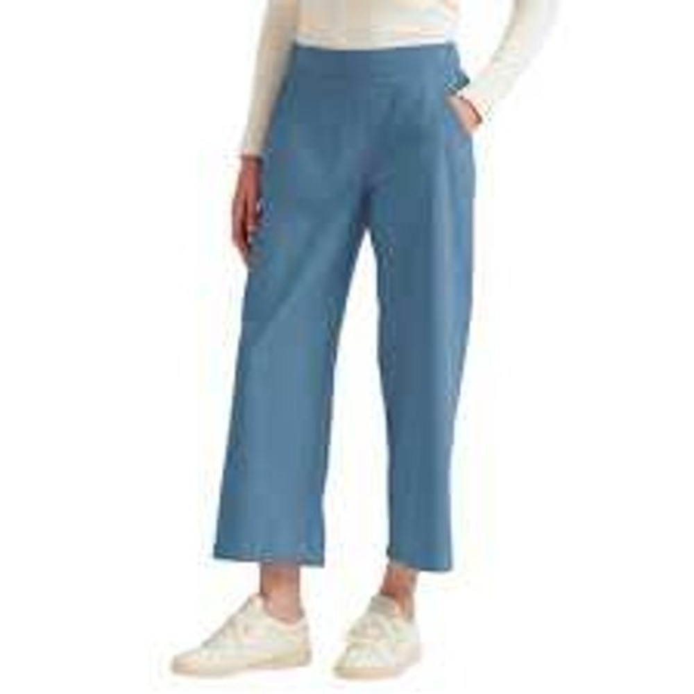 Eddie Bauer Rainier Blue Crop Stretchy Pants Womens XXL Elastic Waist Wide Leg